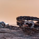 Armband met drie vlechten paardenhaar, sterling zilveren sluiting