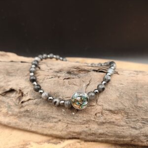 Armband edelsteenkralen met rvs kraal