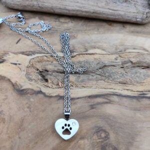 RVS hanger hondenpootje incl. ketting