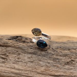 Herinneringssieraad - Ring echt zilver, twee druppels.